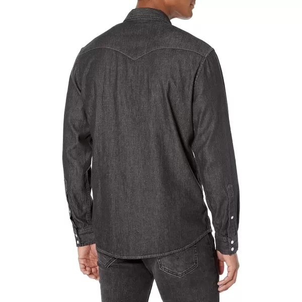 Amazon Essentials Mens RegularFit LongSleeve Denim ShirtBlack