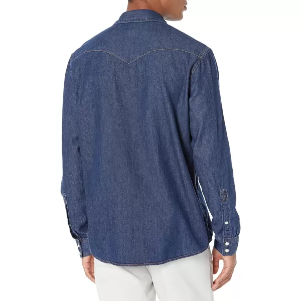 Amazon Essentials Mens RegularFit LongSleeve Denim ShirtBlue