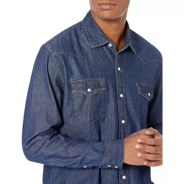 Amazon Essentials Mens RegularFit LongSleeve Denim ShirtBlue