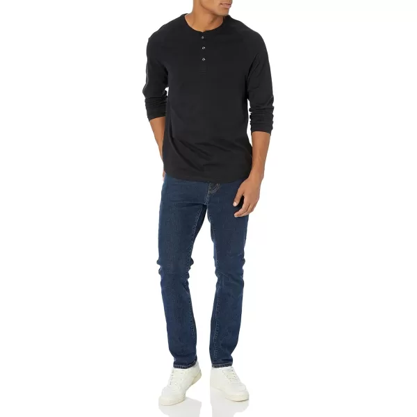 Amazon Essentials Mens RegularFit LongSleeve Henley Shirt Available in Big amp TallBlack