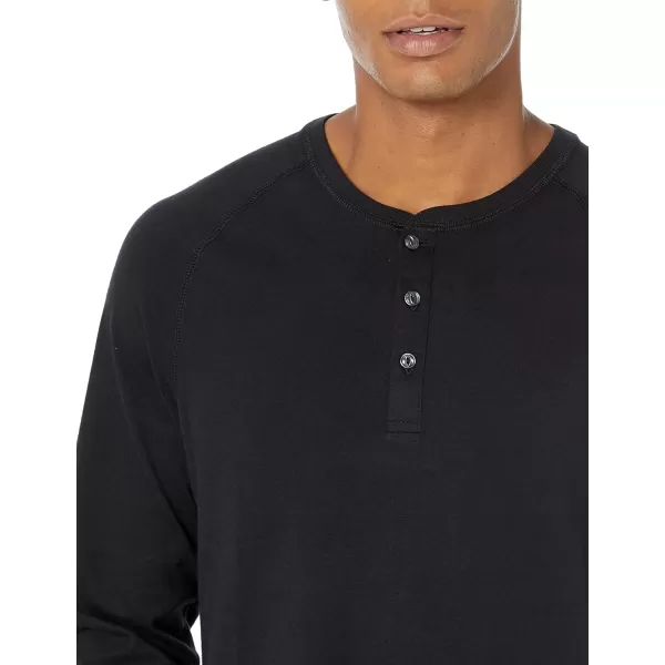 Amazon Essentials Mens RegularFit LongSleeve Henley Shirt Available in Big amp TallBlack