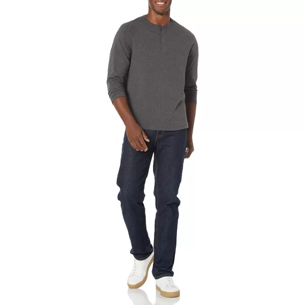 Amazon Essentials Mens RegularFit LongSleeve Henley Shirt Available in Big amp TallCharcoal Heather
