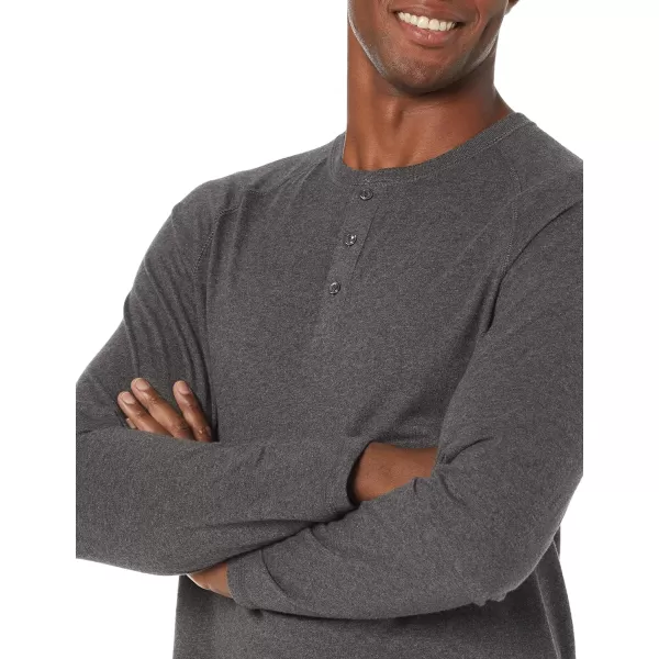 Amazon Essentials Mens RegularFit LongSleeve Henley Shirt Available in Big amp TallCharcoal Heather