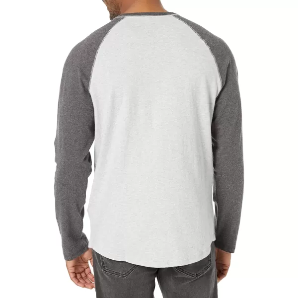 Amazon Essentials Mens RegularFit LongSleeve Henley Shirt Available in Big amp TallLight Grey HeatherCharcoal Heather
