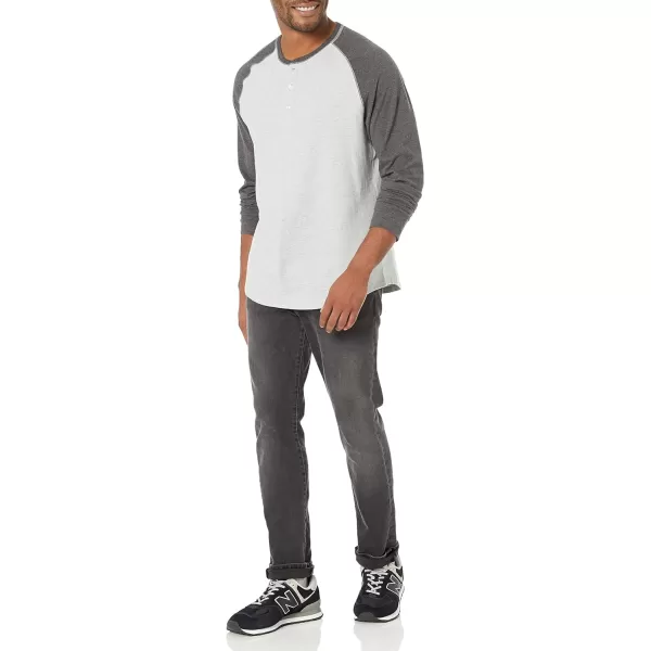 Amazon Essentials Mens RegularFit LongSleeve Henley Shirt Available in Big amp TallLight Grey HeatherCharcoal Heather