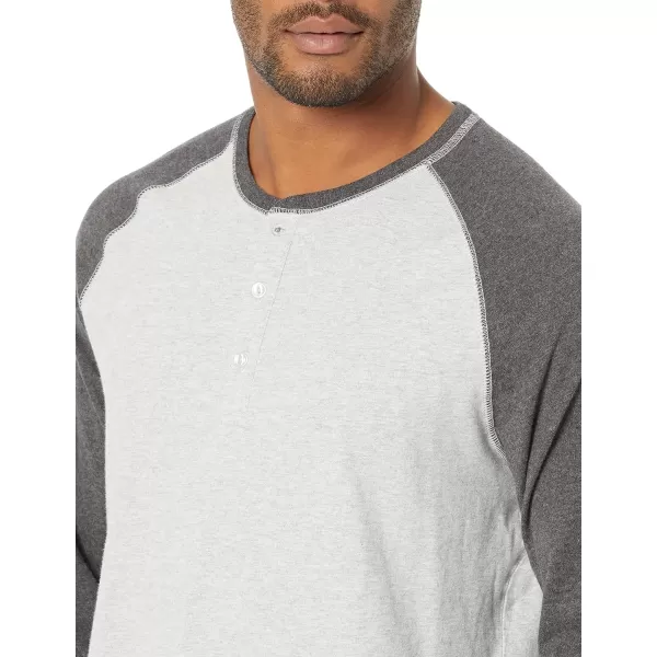 Amazon Essentials Mens RegularFit LongSleeve Henley Shirt Available in Big amp TallLight Grey HeatherCharcoal Heather