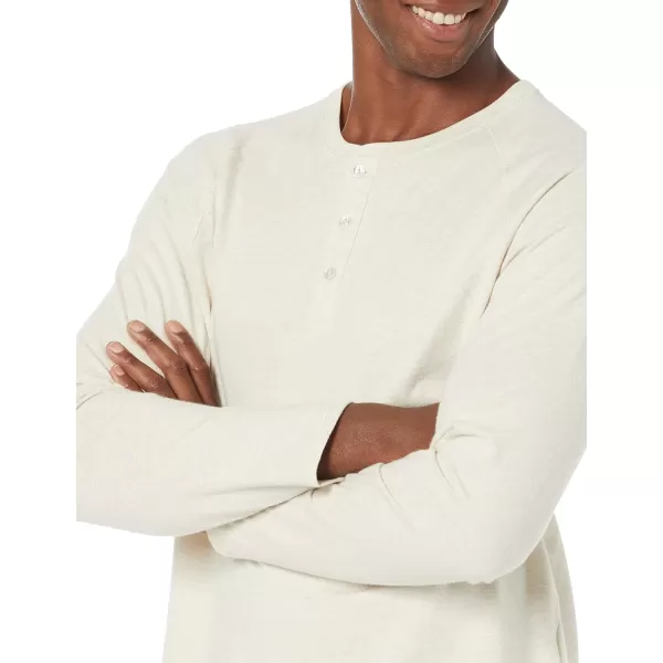 Amazon Essentials Mens RegularFit LongSleeve Henley Shirt Available in Big amp TallOatmeal Heather
