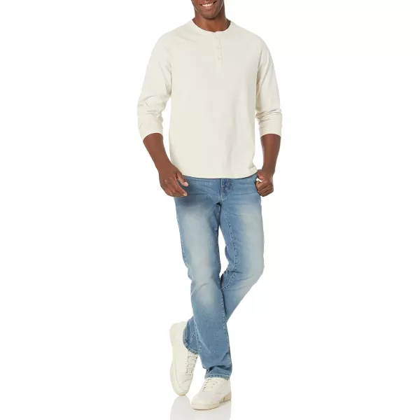 Amazon Essentials Mens RegularFit LongSleeve Henley Shirt Available in Big amp TallOatmeal Heather