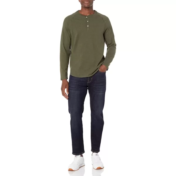 Amazon Essentials Mens RegularFit LongSleeve Henley Shirt Available in Big amp TallOlive Heather