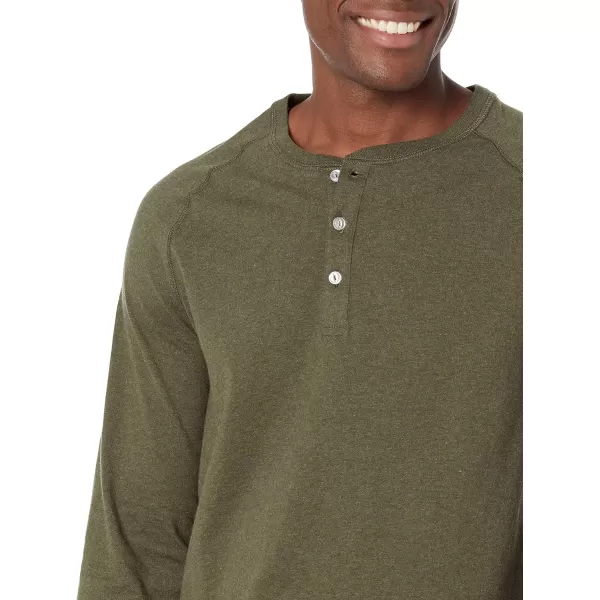 Amazon Essentials Mens RegularFit LongSleeve Henley Shirt Available in Big amp TallOlive Heather