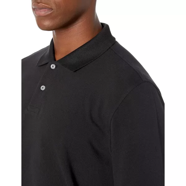 Amazon Essentials Mens RegularFit LongSleeve Pique PoloBlack