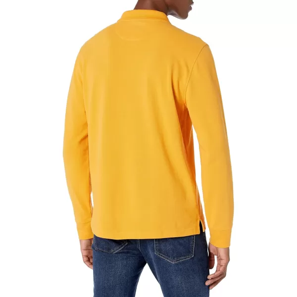 Amazon Essentials Mens RegularFit LongSleeve Pique PoloDark Yellow