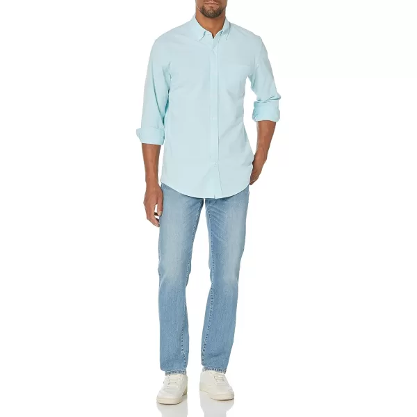Amazon Essentials Mens RegularFit LongSleeve Pocket Oxford ShirtAqua Blue
