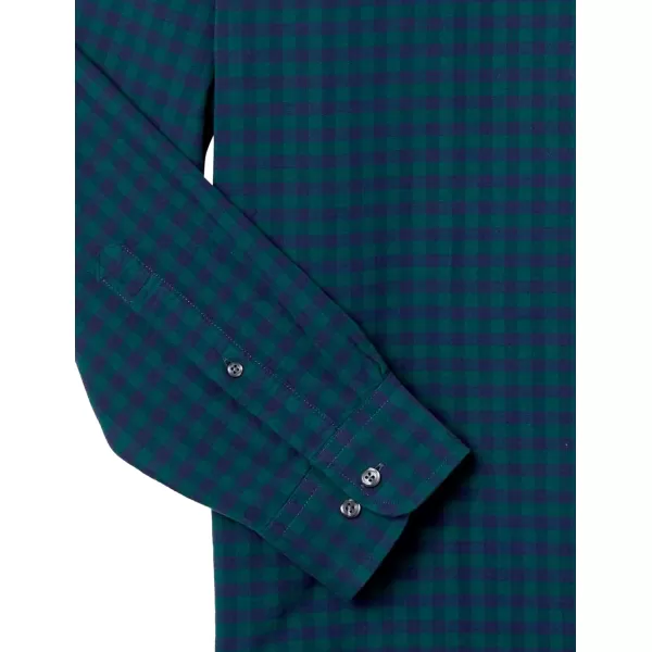 Amazon Essentials Mens RegularFit LongSleeve Pocket Oxford ShirtGreenNavy Gingham