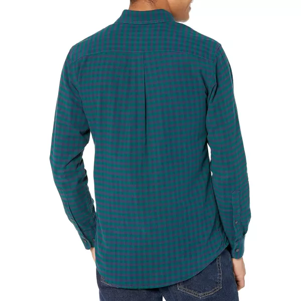 Amazon Essentials Mens RegularFit LongSleeve Pocket Oxford ShirtGreenNavy Gingham