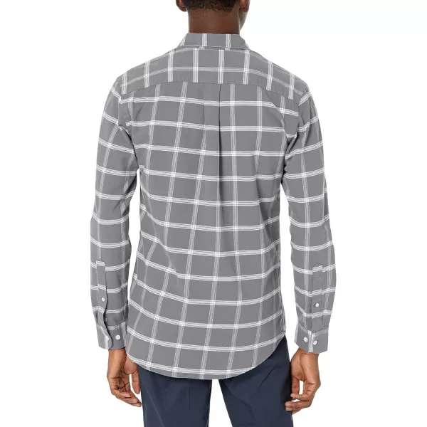 Amazon Essentials Mens RegularFit LongSleeve Pocket Oxford ShirtGrey Windowpane