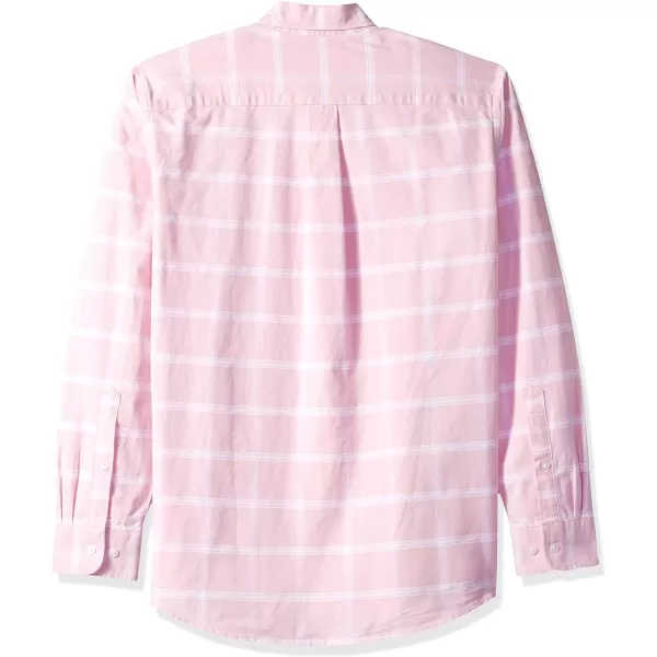 Amazon Essentials Mens RegularFit LongSleeve Pocket Oxford ShirtPink Windowpane