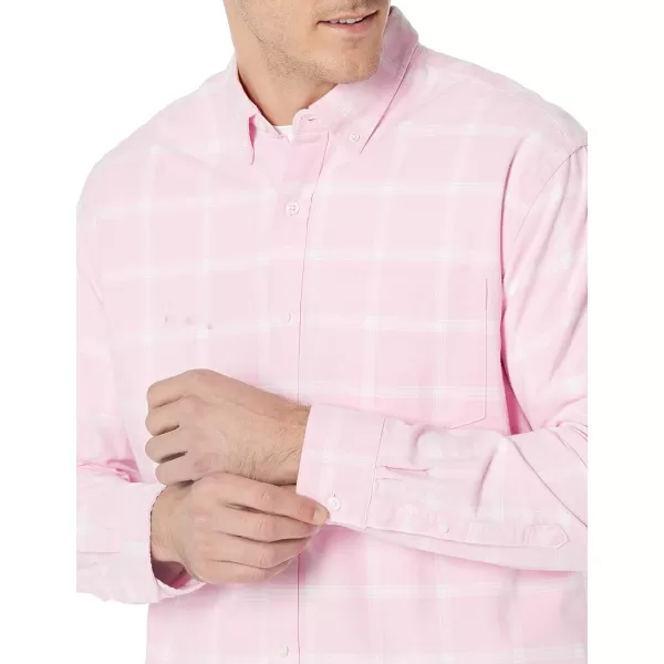 Amazon Essentials Mens RegularFit LongSleeve Pocket Oxford ShirtPink Windowpane