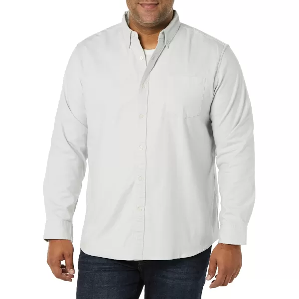 Amazon Essentials Mens RegularFit LongSleeve Pocket Stretch Oxford Shirt Available in Big amp TallLight Grey