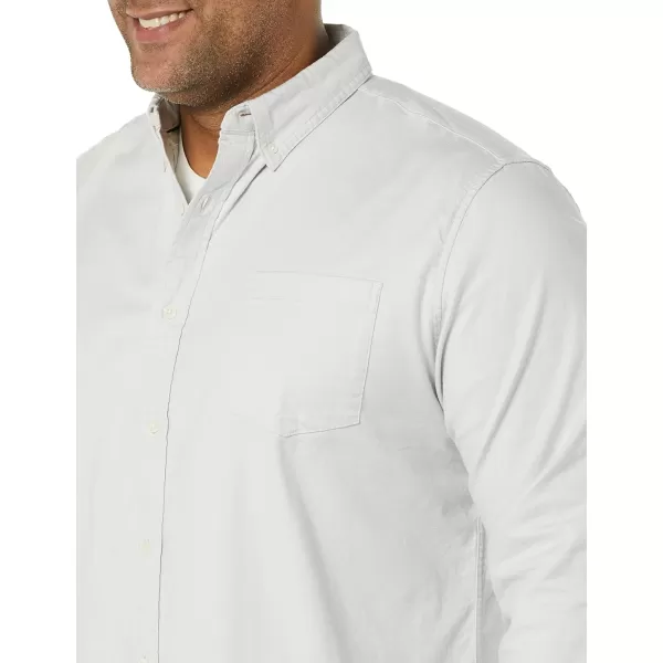 Amazon Essentials Mens RegularFit LongSleeve Pocket Stretch Oxford Shirt Available in Big amp TallLight Grey