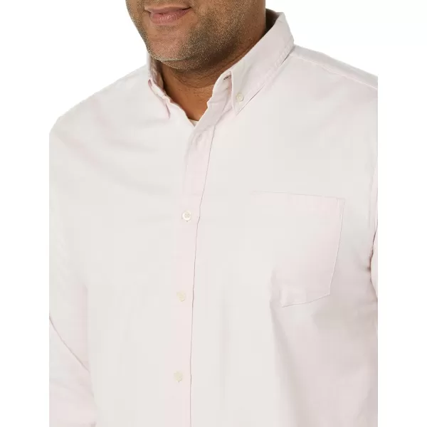 Amazon Essentials Mens RegularFit LongSleeve Pocket Stretch Oxford Shirt Available in Big amp TallPale Pink