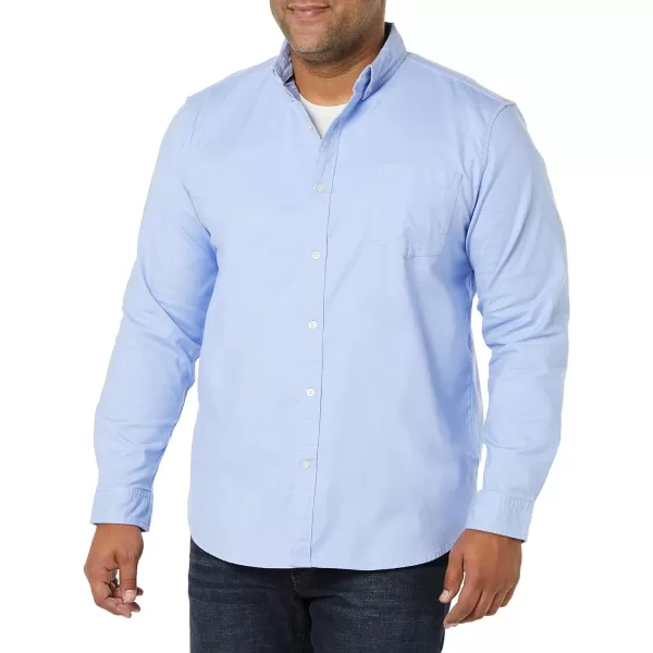 Amazon Essentials Mens RegularFit LongSleeve Pocket Stretch Oxford Shirt Available in Big amp TallPowder Blue