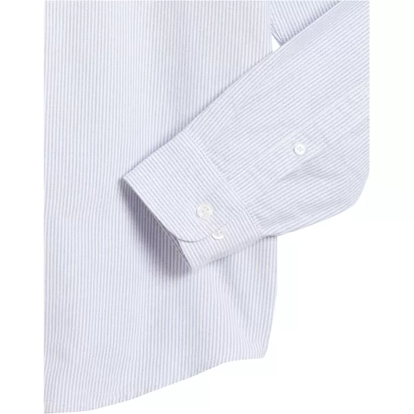 Amazon Essentials Mens RegularFit LongSleeve Pocket Stretch Oxford Shirt Available in Big amp TallPowder Blue Vertical Stripe