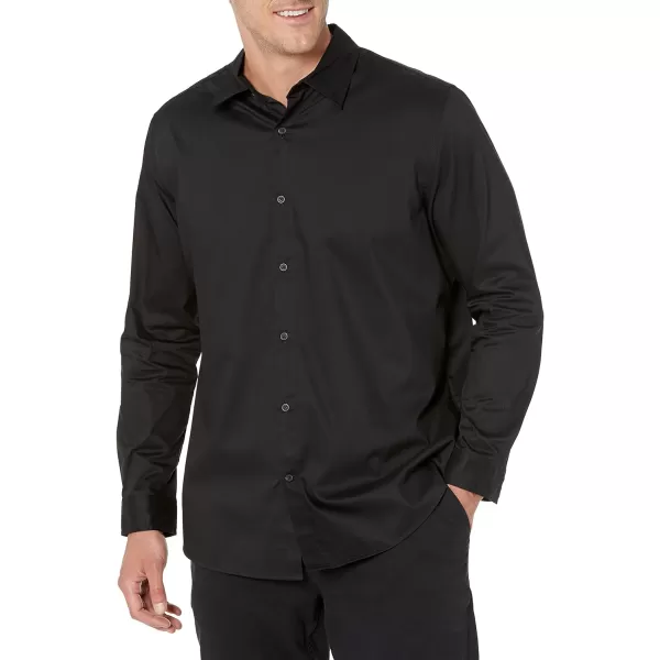 Amazon Essentials Mens RegularFit LongSleeve Stretch Dress ShirtBlack