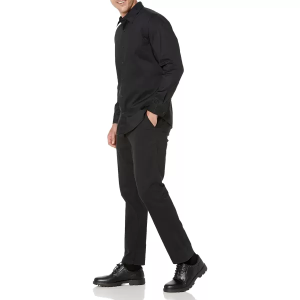 Amazon Essentials Mens RegularFit LongSleeve Stretch Dress ShirtBlack