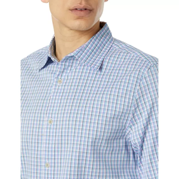 Amazon Essentials Mens RegularFit LongSleeve Stretch Dress ShirtBlue White Grid Check