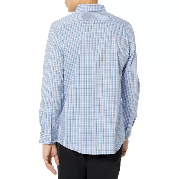 Amazon Essentials Mens RegularFit LongSleeve Stretch Dress ShirtBlue White Grid Check