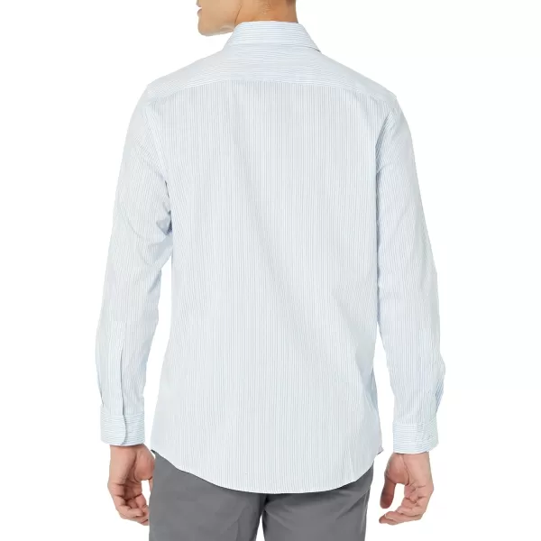 Amazon Essentials Mens RegularFit LongSleeve Stretch Dress ShirtBlue White Pinstripe