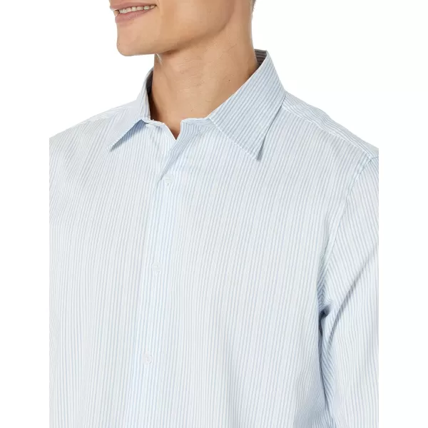 Amazon Essentials Mens RegularFit LongSleeve Stretch Dress ShirtBlue White Pinstripe