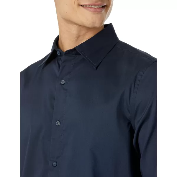 Amazon Essentials Mens RegularFit LongSleeve Stretch Dress ShirtNavy