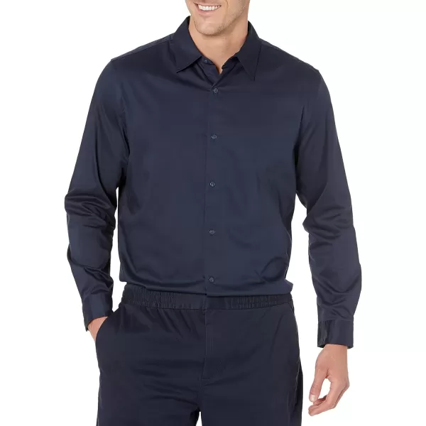 Amazon Essentials Mens RegularFit LongSleeve Stretch Dress ShirtNavy