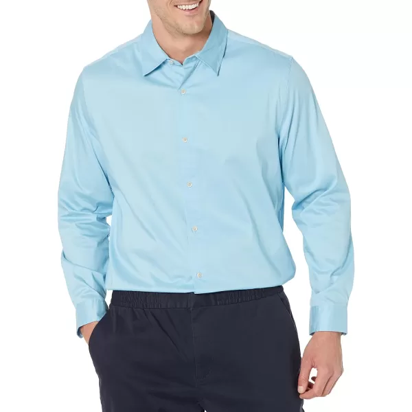 Amazon Essentials Mens RegularFit LongSleeve Stretch Dress ShirtSky Blue