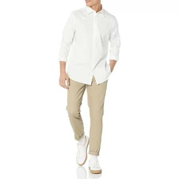 Amazon Essentials Mens RegularFit LongSleeve Stretch Dress ShirtWhite