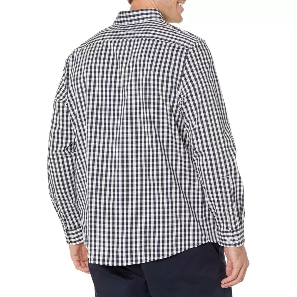 Amazon Essentials Mens RegularFit LongSleeve Stretch Dress ShirtWhite Gingham