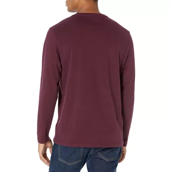 Amazon Essentials Mens RegularFit LongSleeve TShirtBurgundy Pocket