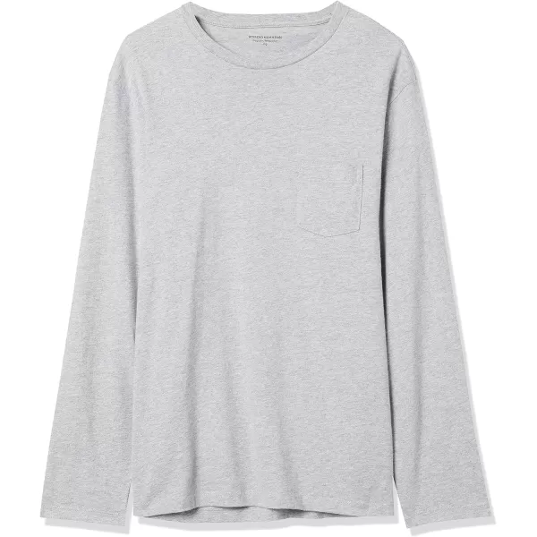 Amazon Essentials Mens RegularFit LongSleeve TShirtLight Grey Heather Pocket