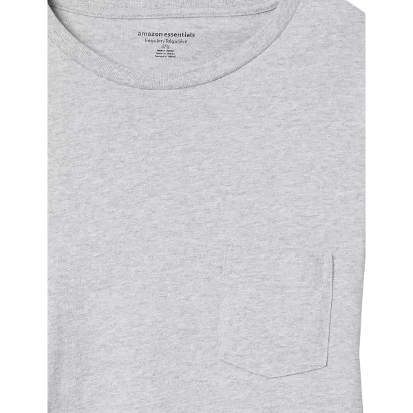 Amazon Essentials Mens RegularFit LongSleeve TShirtLight Grey Heather Pocket