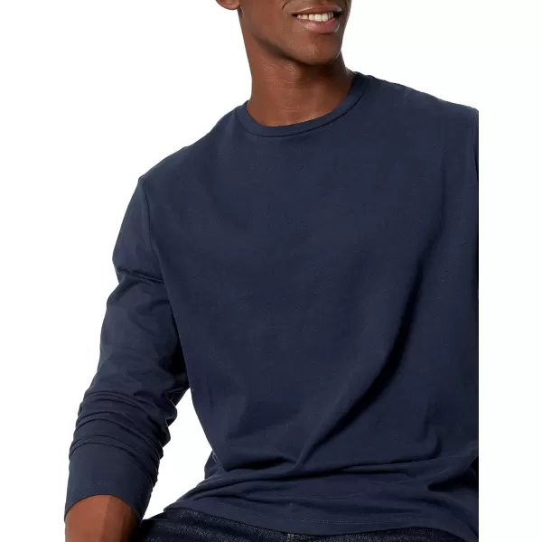 Amazon Essentials Mens RegularFit LongSleeve TShirtNavy No Pocket