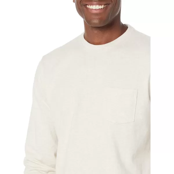 Amazon Essentials Mens RegularFit LongSleeve TShirtOatmeal Heather Pocket