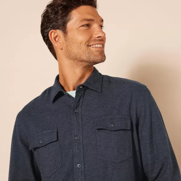 Amazon Essentials Mens RegularFit LongSleeve TwoPocket Flannel ShirtBlack