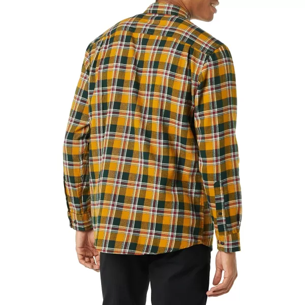 Amazon Essentials Mens RegularFit LongSleeve TwoPocket Flannel ShirtBlack Mustard Yellow Plaid