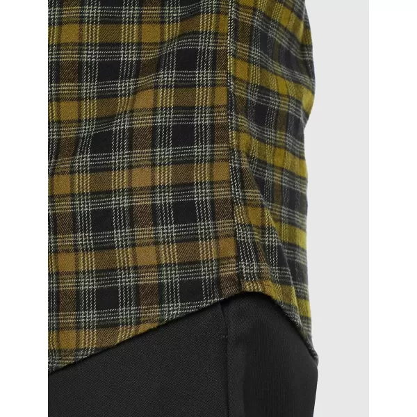 Amazon Essentials Mens RegularFit LongSleeve TwoPocket Flannel ShirtBlack Olive Plaid