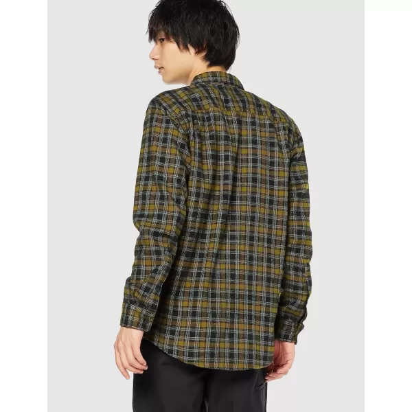 Amazon Essentials Mens RegularFit LongSleeve TwoPocket Flannel ShirtBlack Olive Plaid