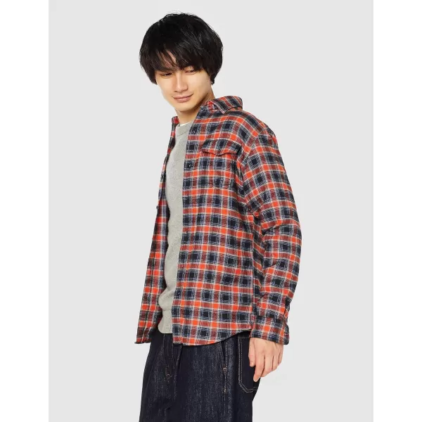 Amazon Essentials Mens RegularFit LongSleeve TwoPocket Flannel ShirtBlack Orange Plaid