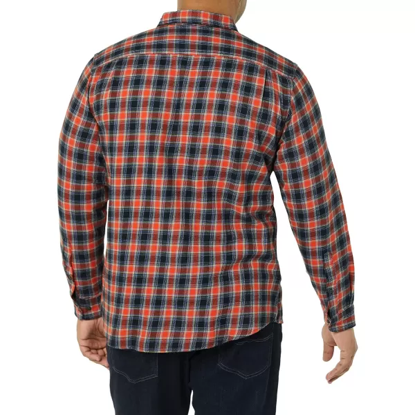 Amazon Essentials Mens RegularFit LongSleeve TwoPocket Flannel ShirtBlueOrange Plaid