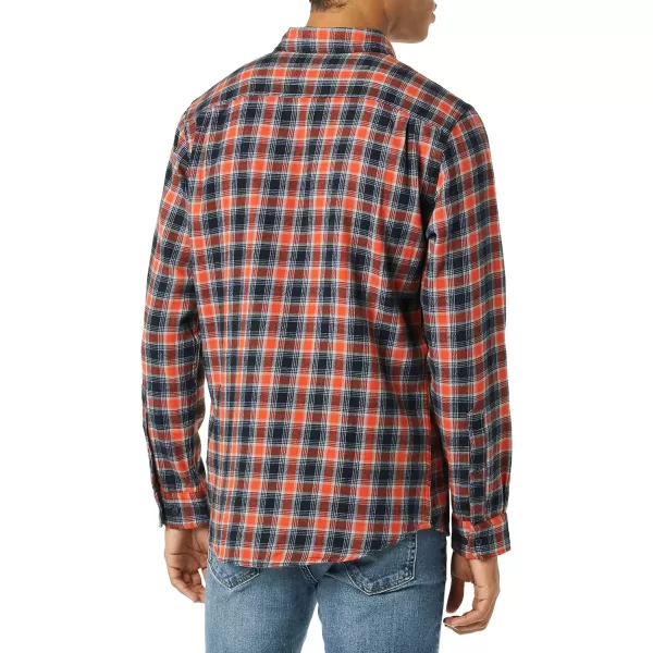 Amazon Essentials Mens RegularFit LongSleeve TwoPocket Flannel ShirtBlueOrange Plaid